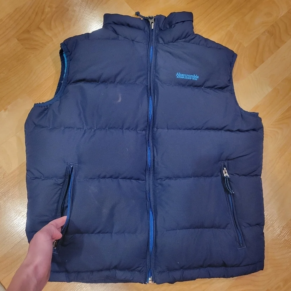 Abercrombie & Fitch Men's Down Puffer Vest Blue Size M